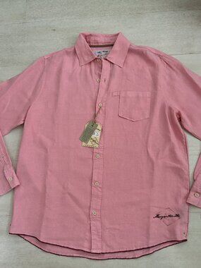 Margaritaville "Bermuda Pink" 100% Linen Long-Sleeve Shirt Size Large (NWT)